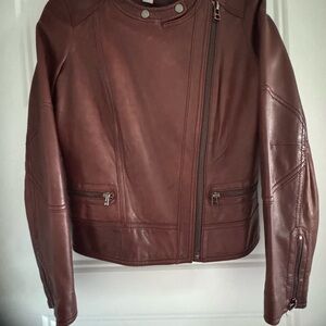 Women's Classic Leather Jacket in Deep burgundy like new